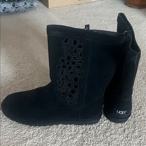 UGG Women's Black Floral Cutout Boots